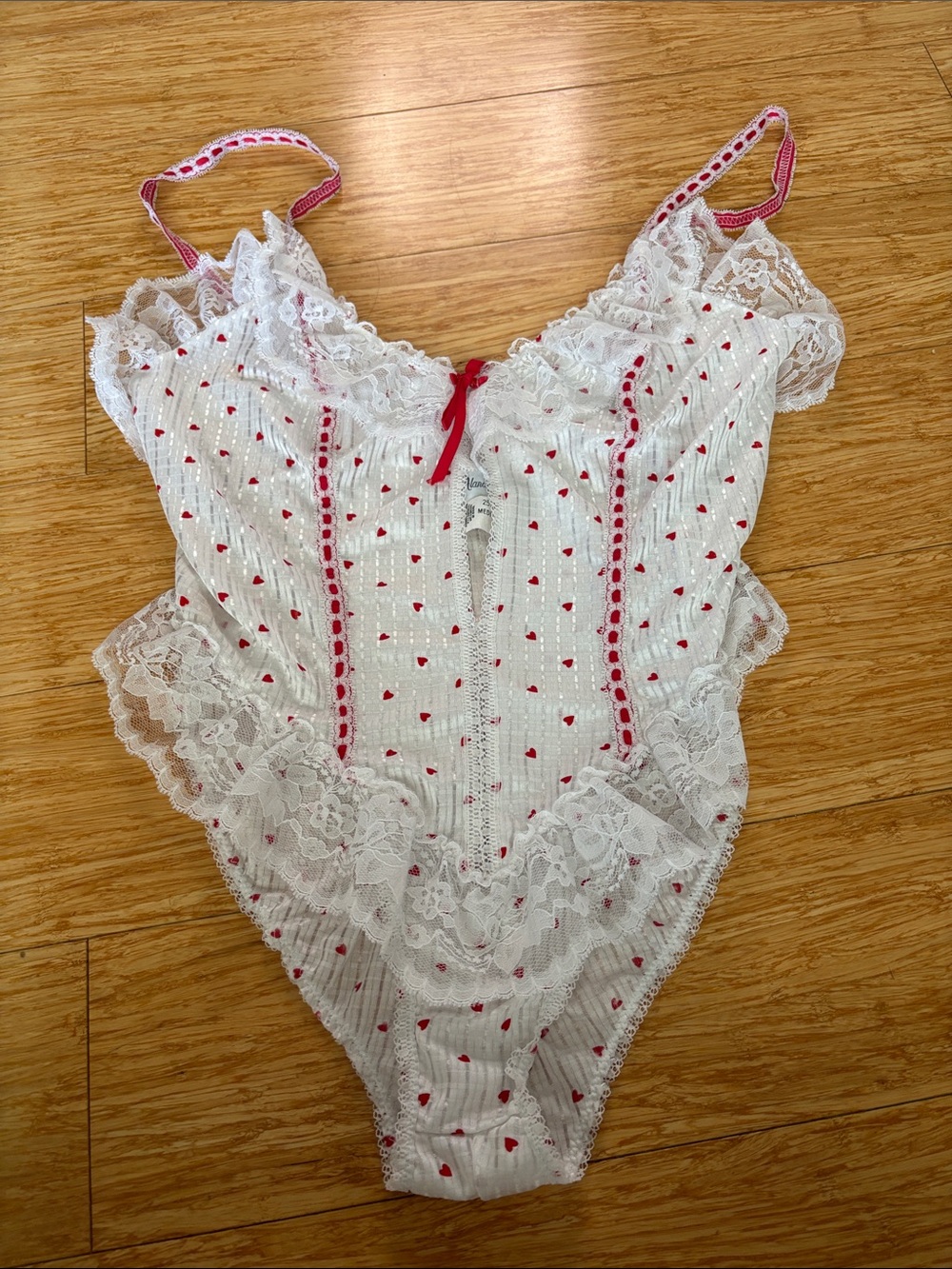 Vintage Alana Gale Heart Lace Teddy Lingerie Bodysuit Medium romantic coquette